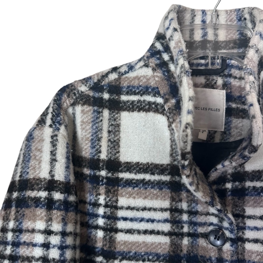 AVEC LES FILLES Womens Brushed Plaid Oversized Jacket Sz XS - Picture 3 of 16